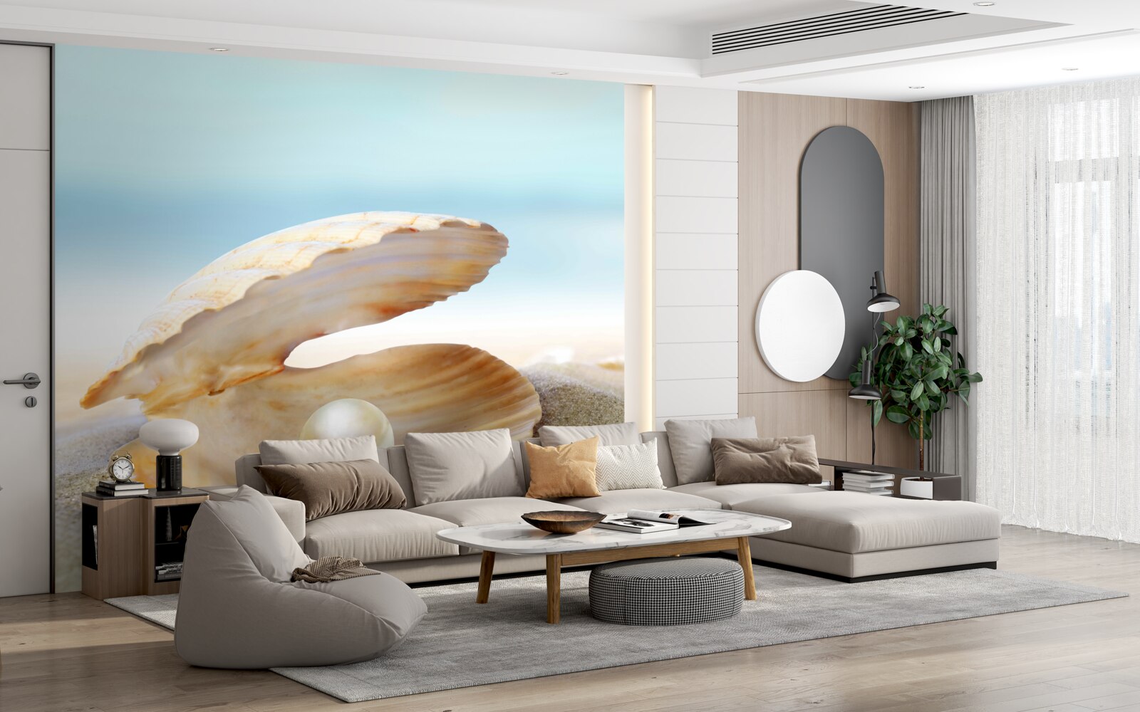 Fototapeta perła w muszli małży na wybrzeżu