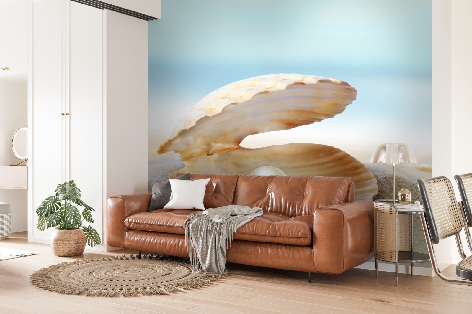 Fototapeta perła w muszli małży na wybrzeżu