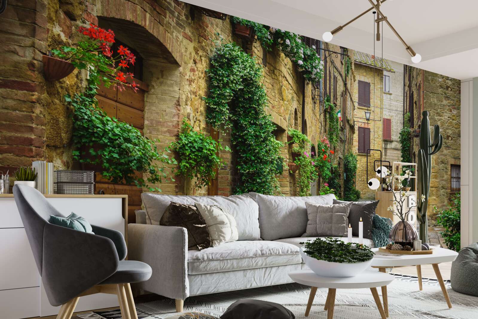 Fototapeta zabytkowa ulica otoczona zielenią