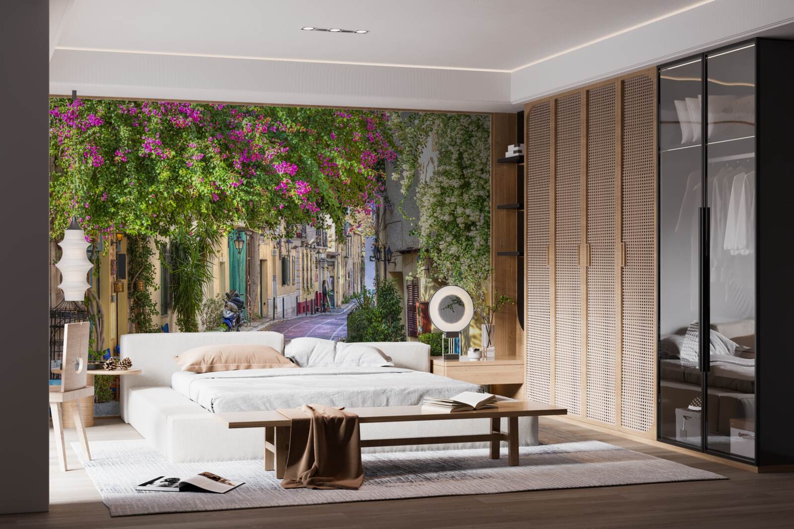 Fototapeta ulica pieściona malowniczą zielenią umiejętnie tworzy atmosferę komfortu