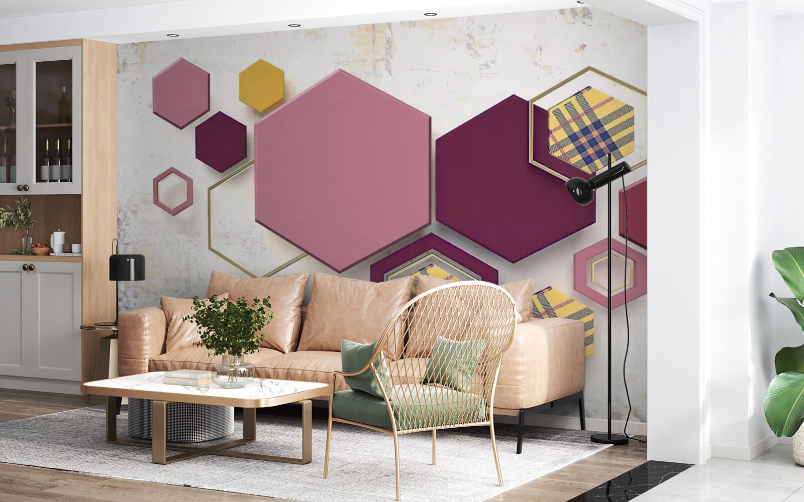 Fototapeta kształty pięciokątne z wypełnieniem