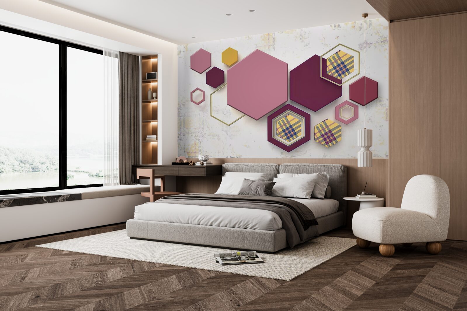 Fototapeta kształty pięciokątne z wypełnieniem