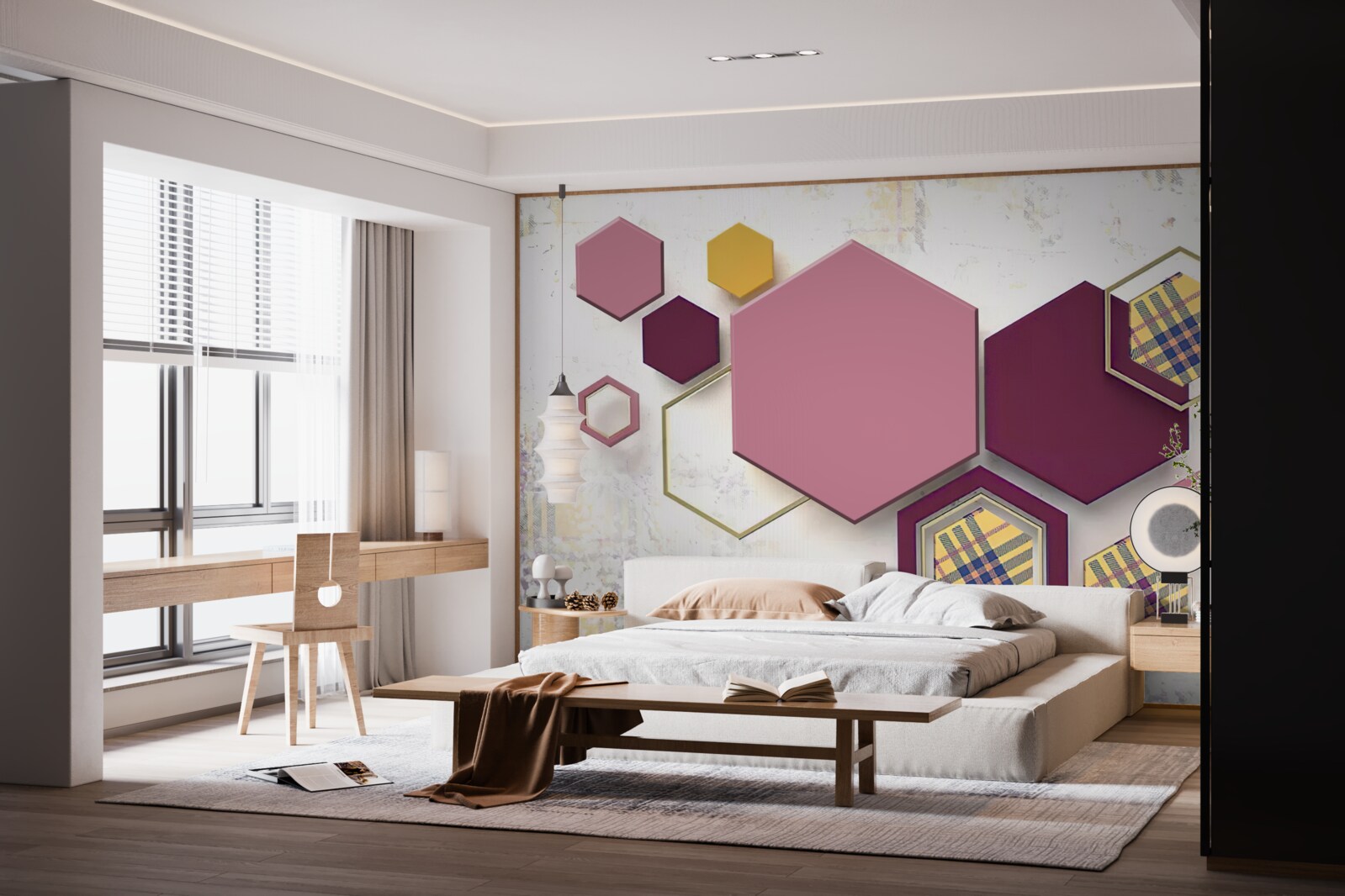 Fototapeta kształty pięciokątne z wypełnieniem