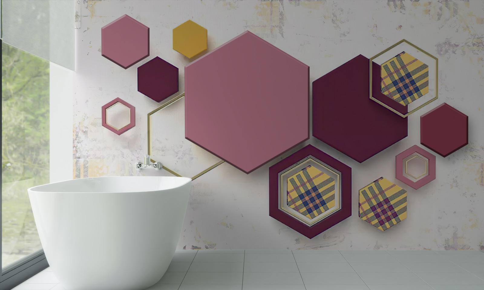 Fototapeta kształty pięciokątne z wypełnieniem