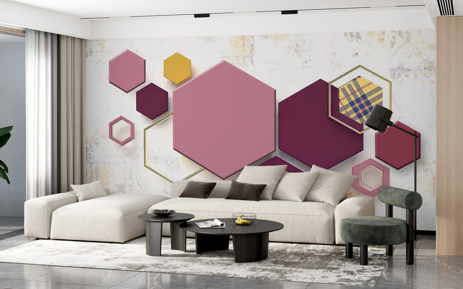 Fototapeta kształty pięciokątne z wypełnieniem