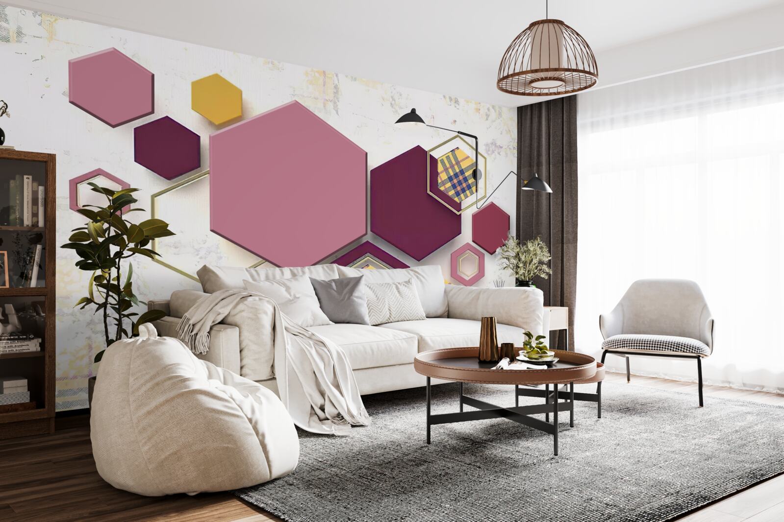 Fototapeta kształty pięciokątne z wypełnieniem