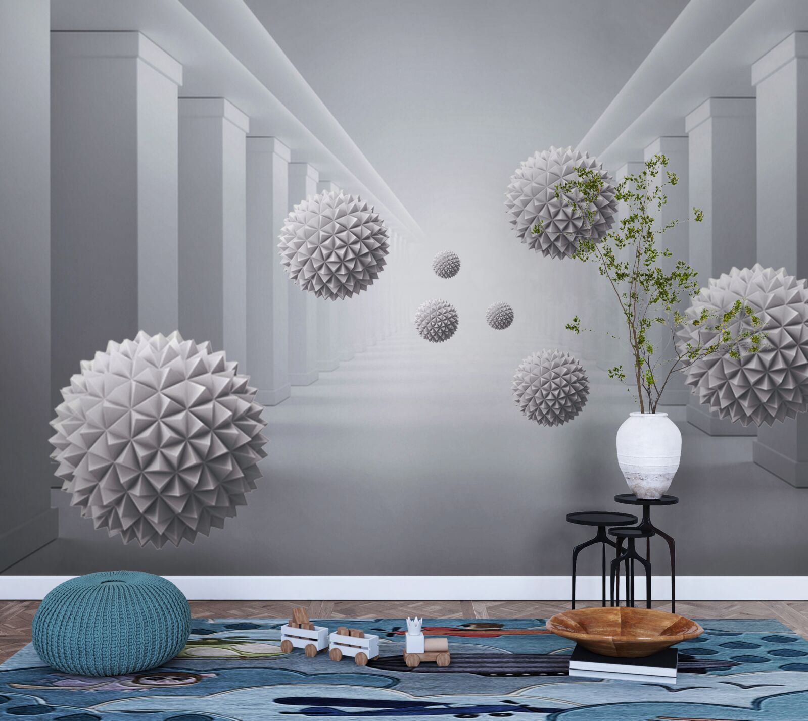 Fototapeta kule znikają w niekończącym się korytarzu