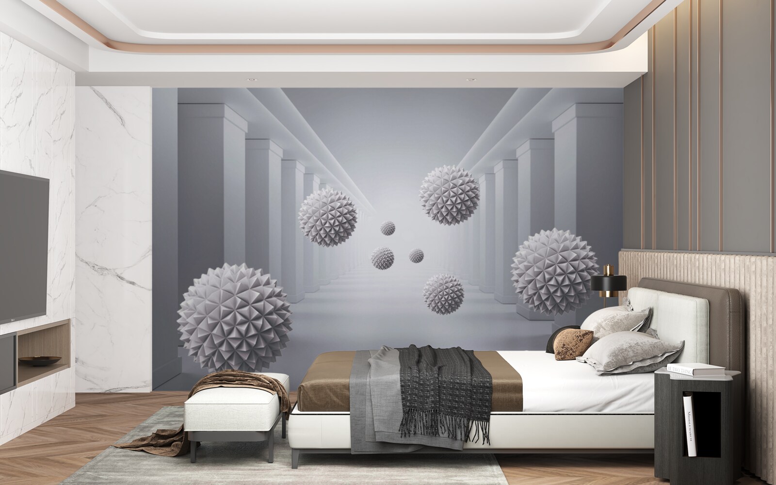 Fototapeta kule znikają w niekończącym się korytarzu