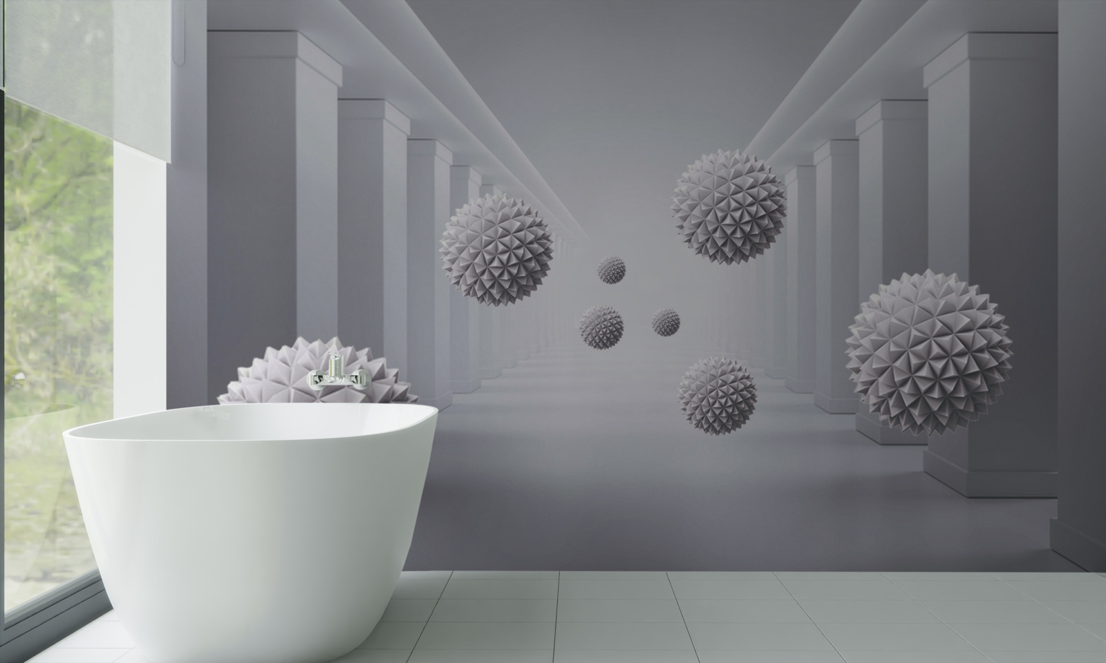 Fototapeta kule znikają w niekończącym się korytarzu