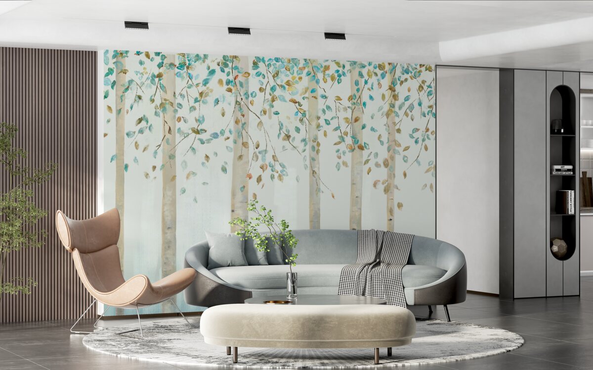 Fototapeta cienkie brzozy w parze