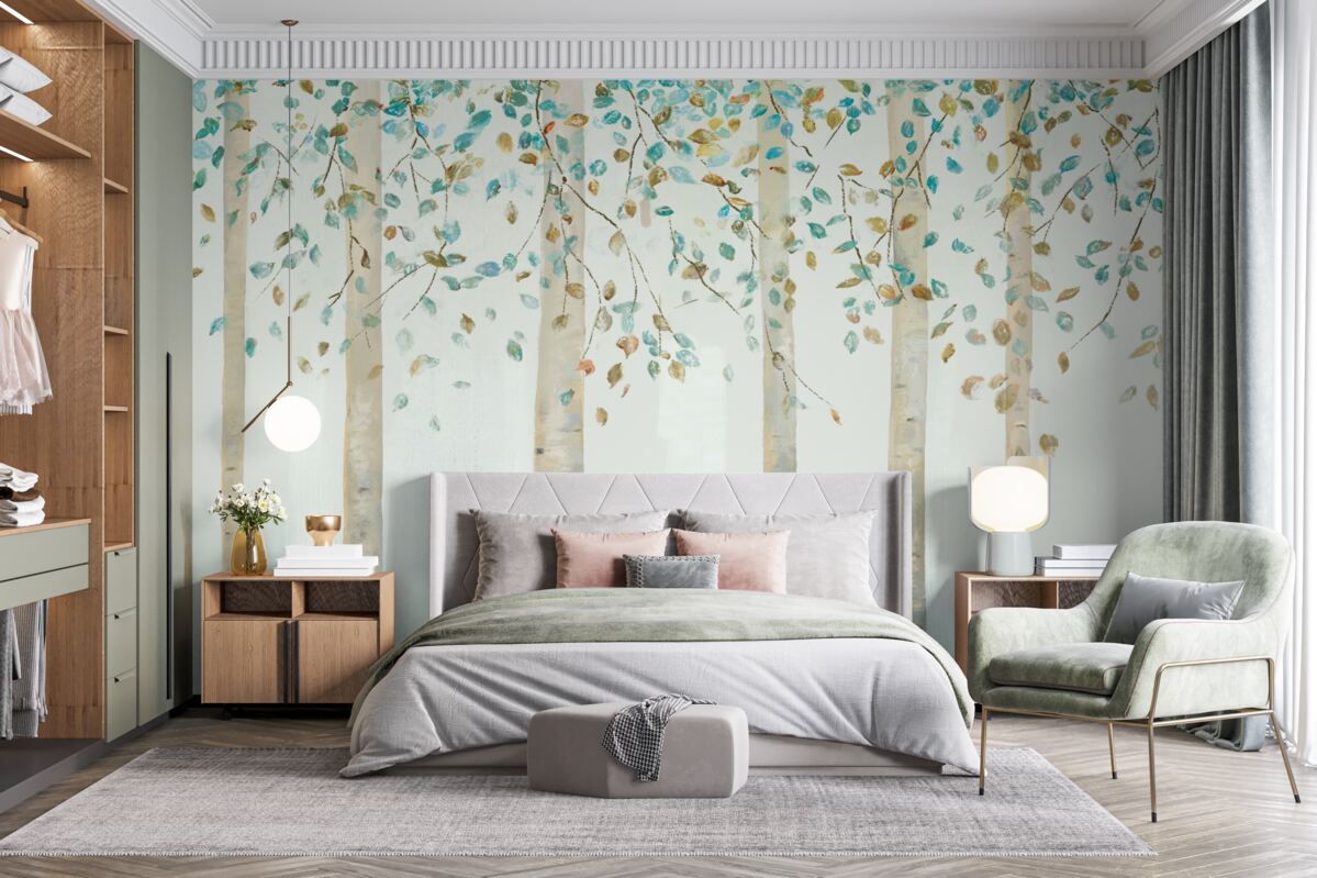 Fototapeta cienkie brzozy w parze