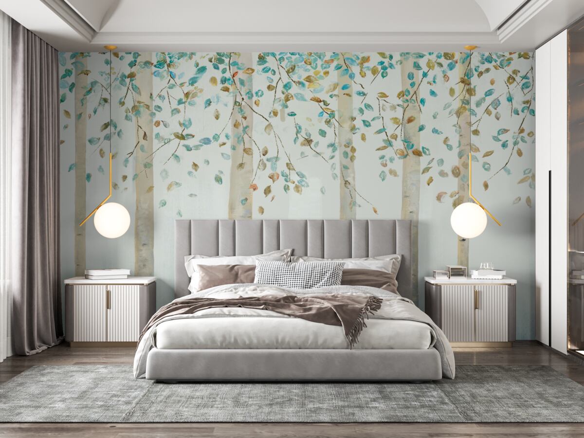 Fototapeta cienkie brzozy w parze