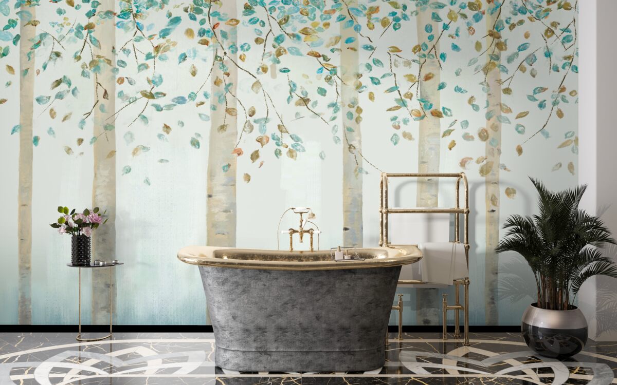 Fototapeta cienkie brzozy w parze