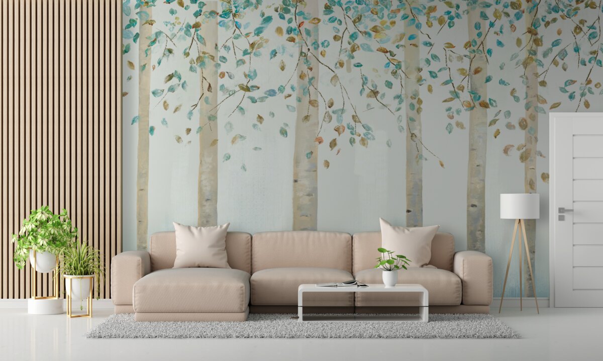 Fototapeta cienkie brzozy w parze