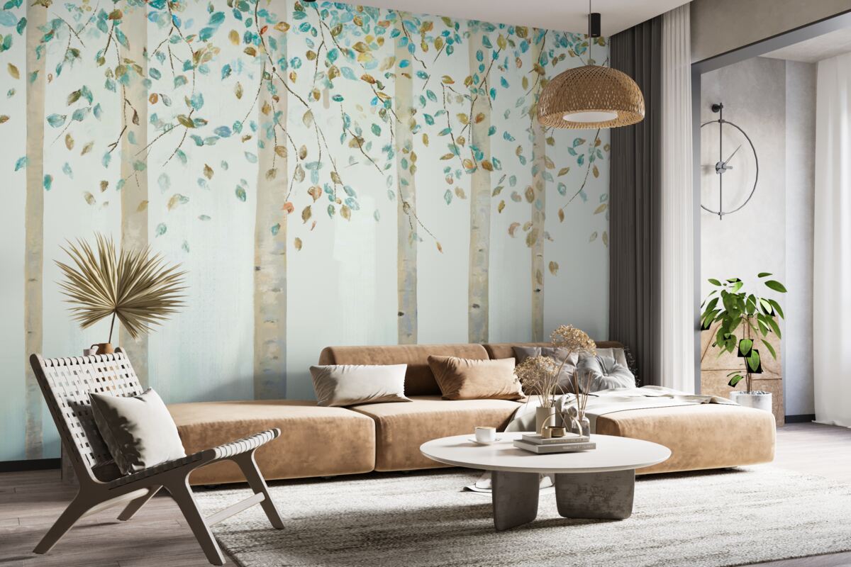 Fototapeta cienkie brzozy w parze