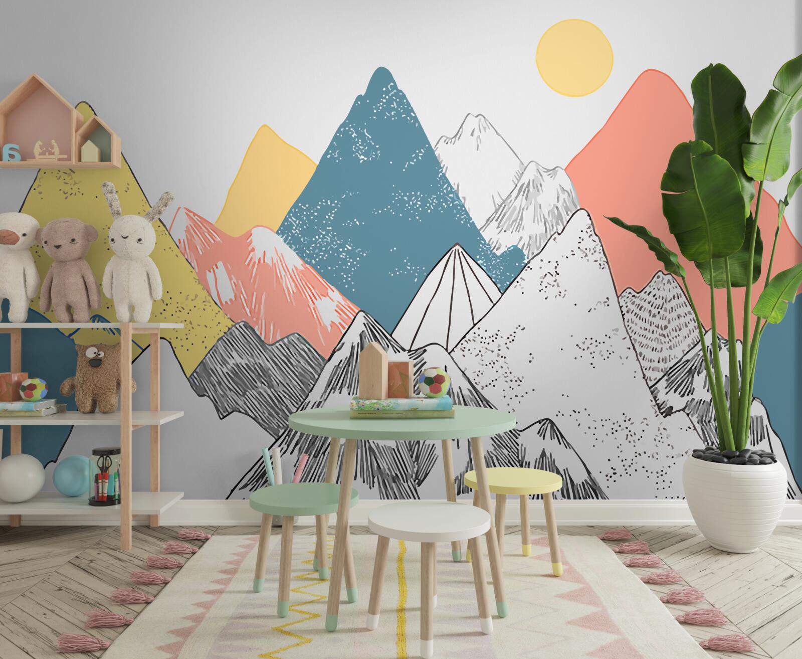 Fototapeta zimowy zachód słońca w zimnych górach