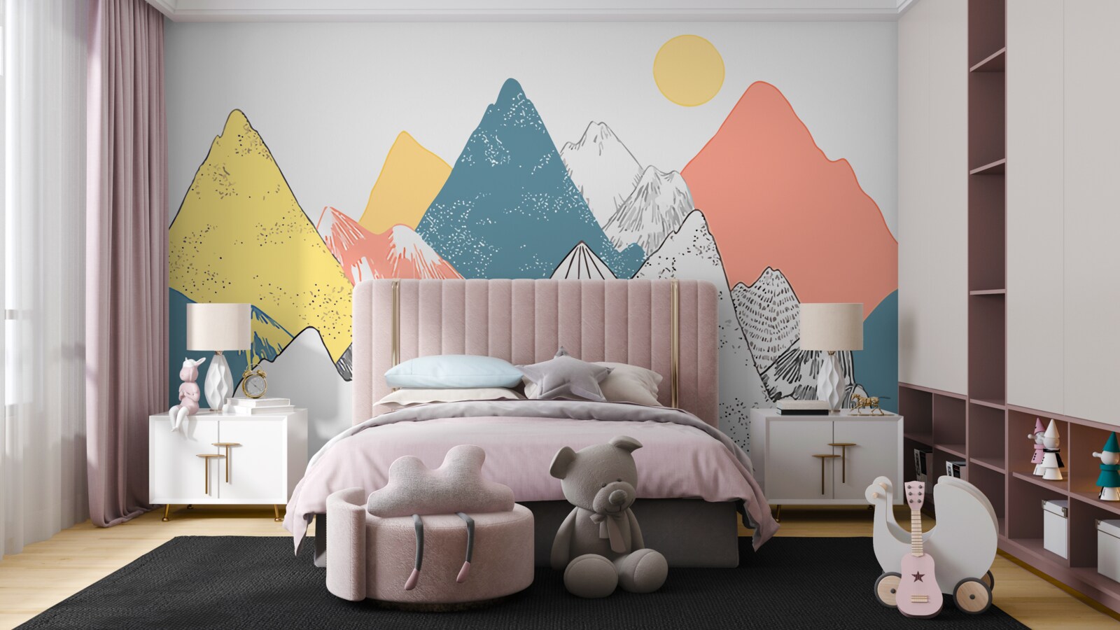 Fototapeta zimowy zachód słońca w zimnych górach