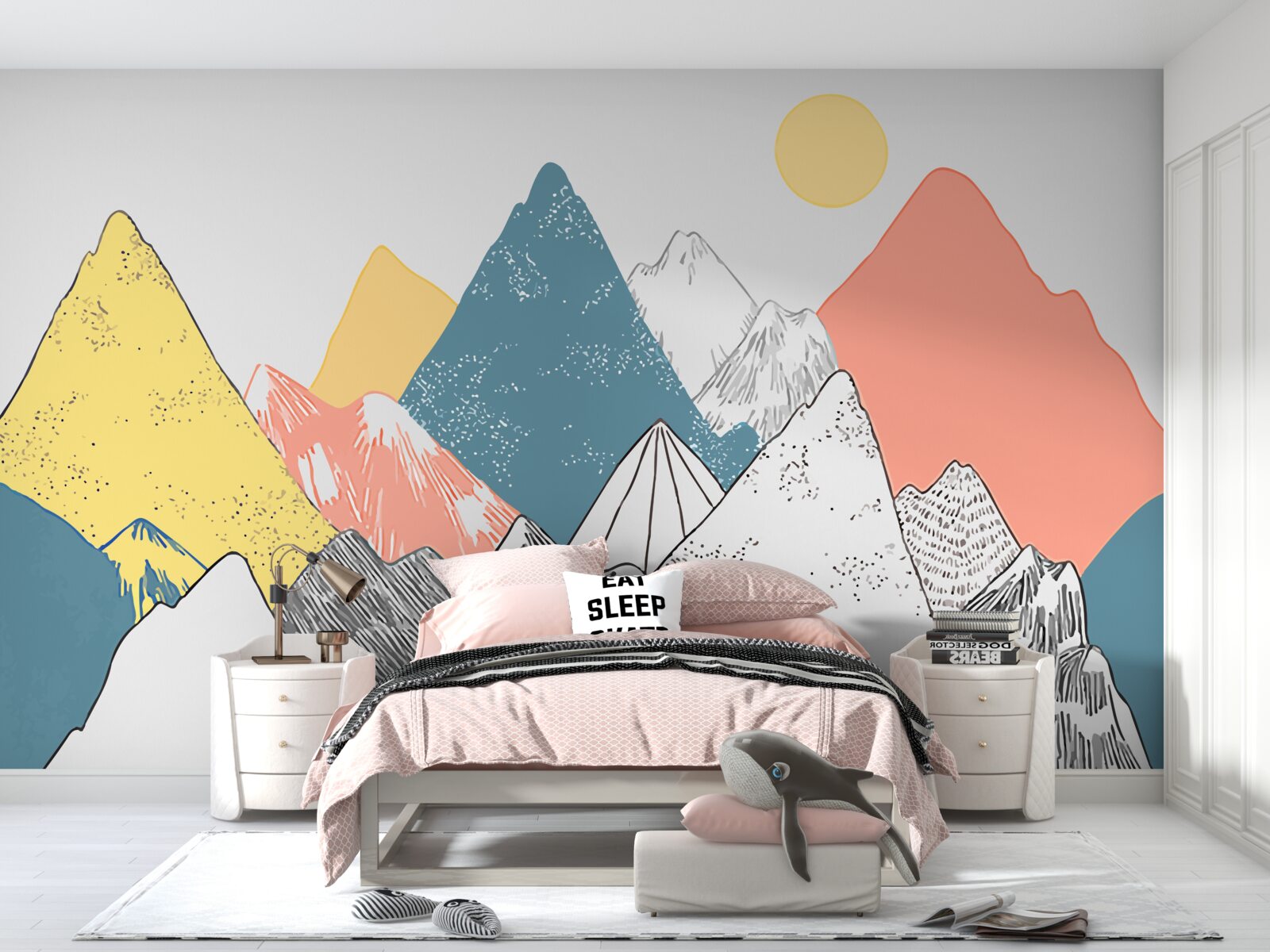 Fototapeta zimowy zachód słońca w zimnych górach