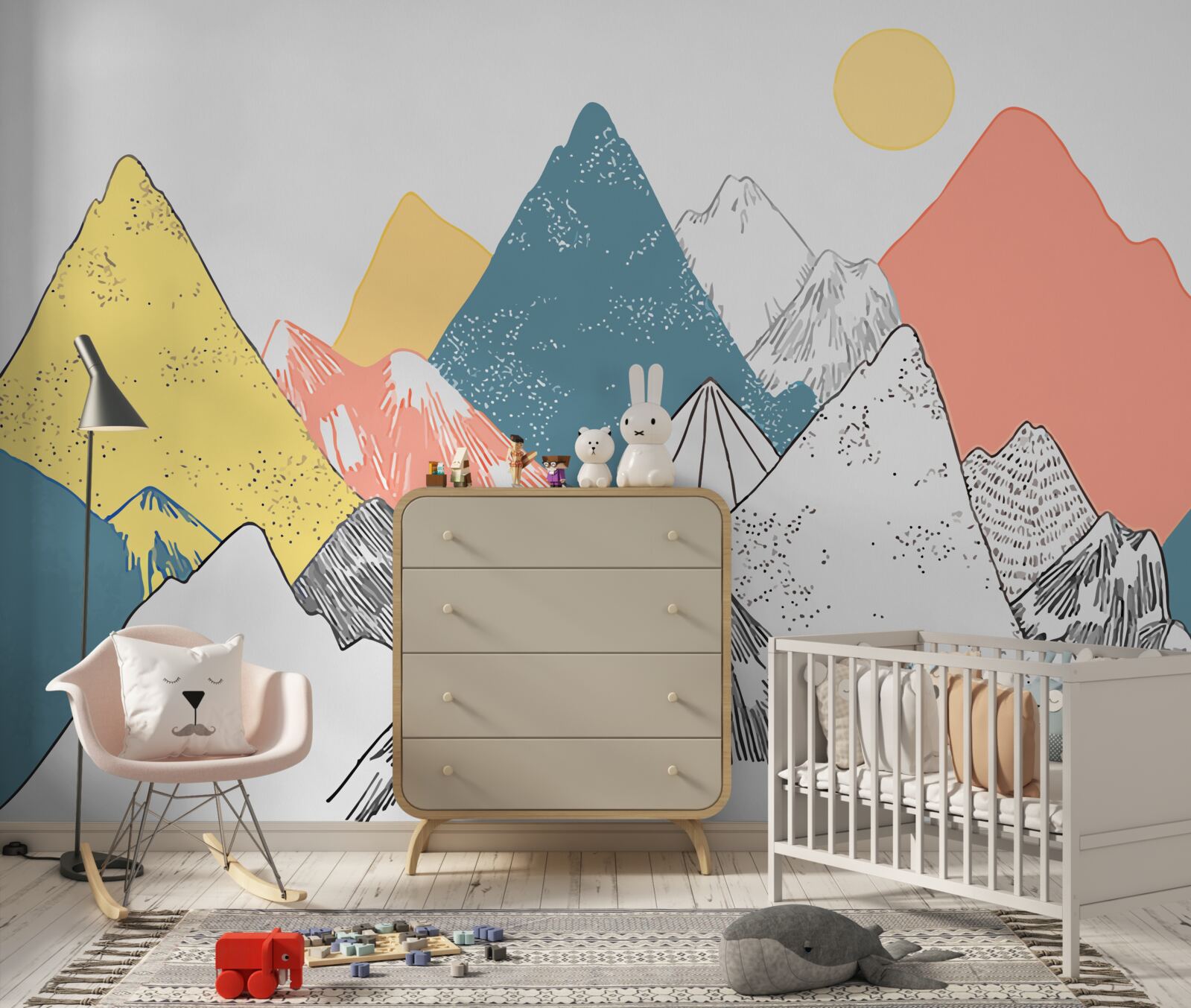 Fototapeta zimowy zachód słońca w zimnych górach