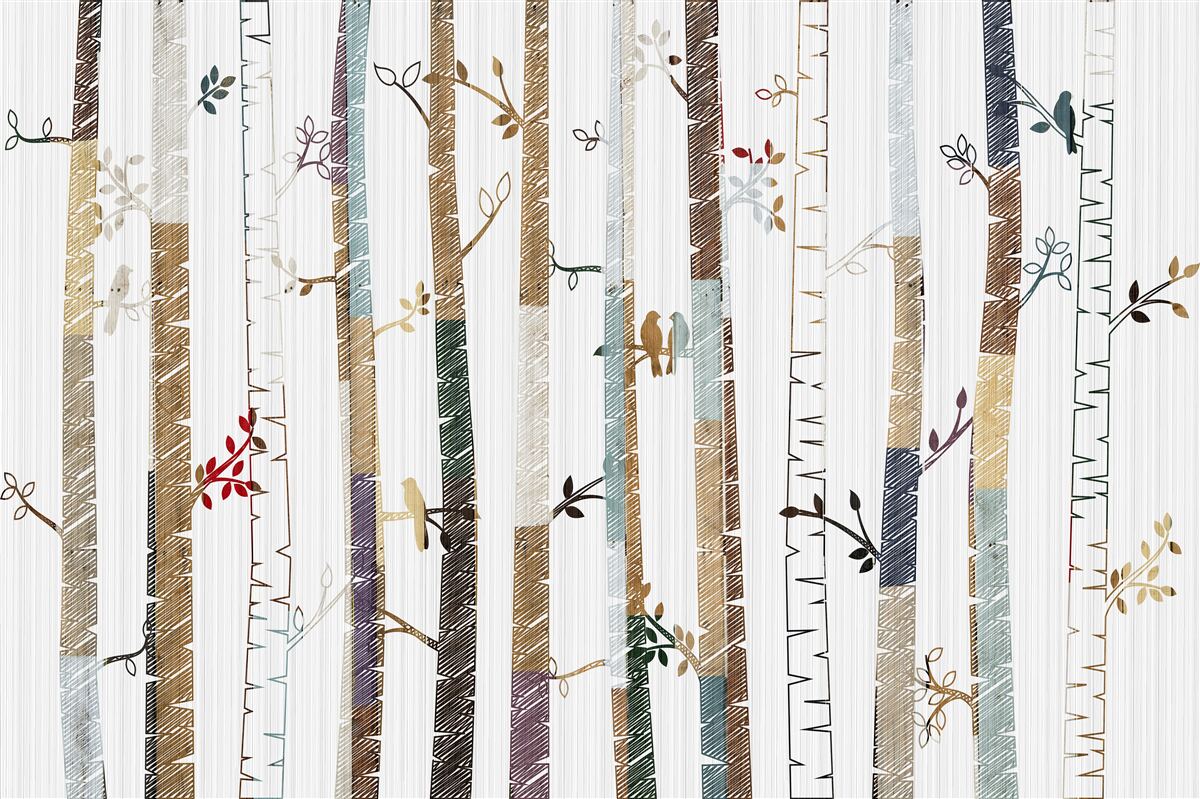 Fototapeta graficzne przedstawienie różnych typów drzew w lesie