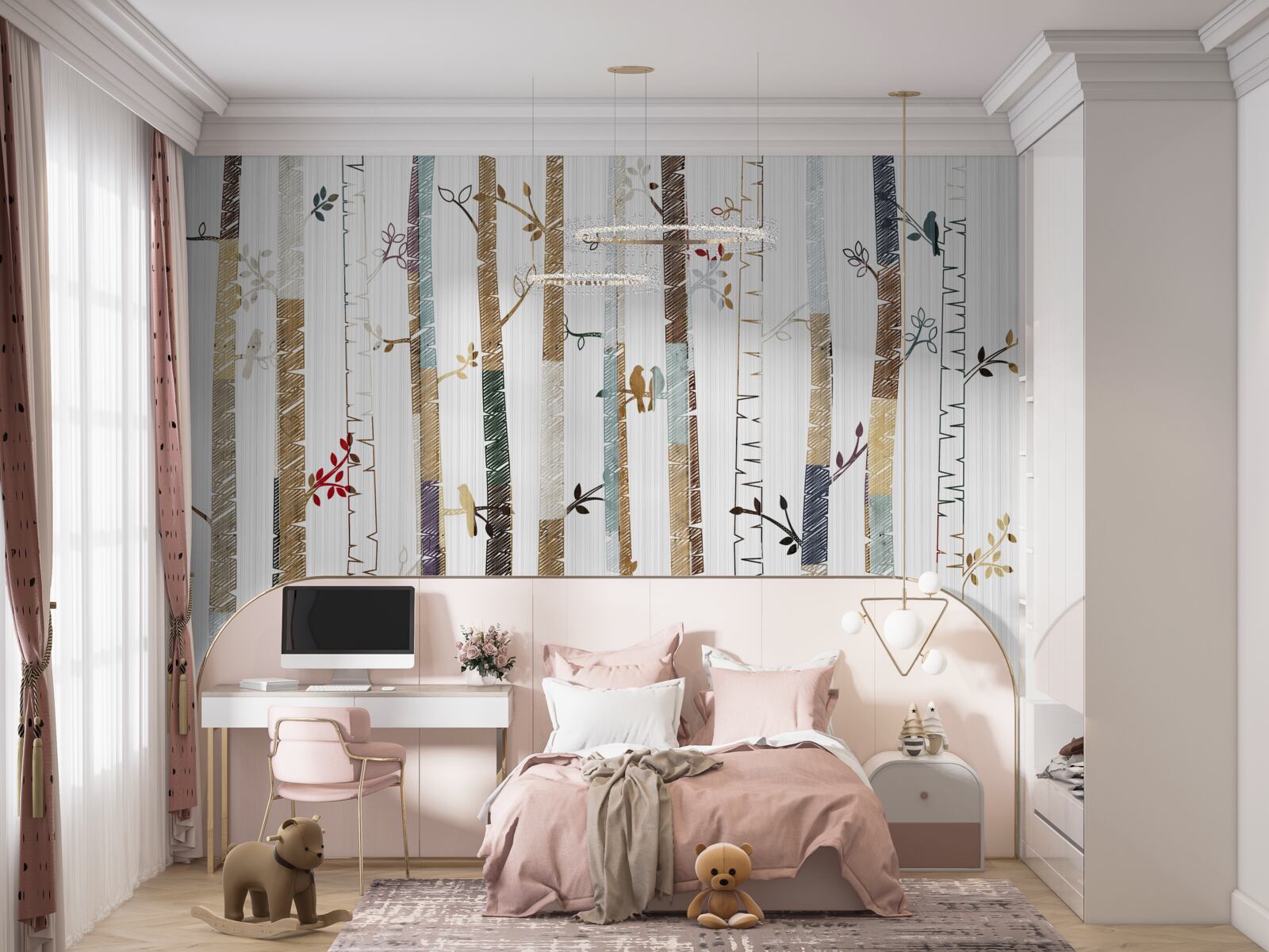 Fototapeta graficzne przedstawienie różnych typów drzew w lesie