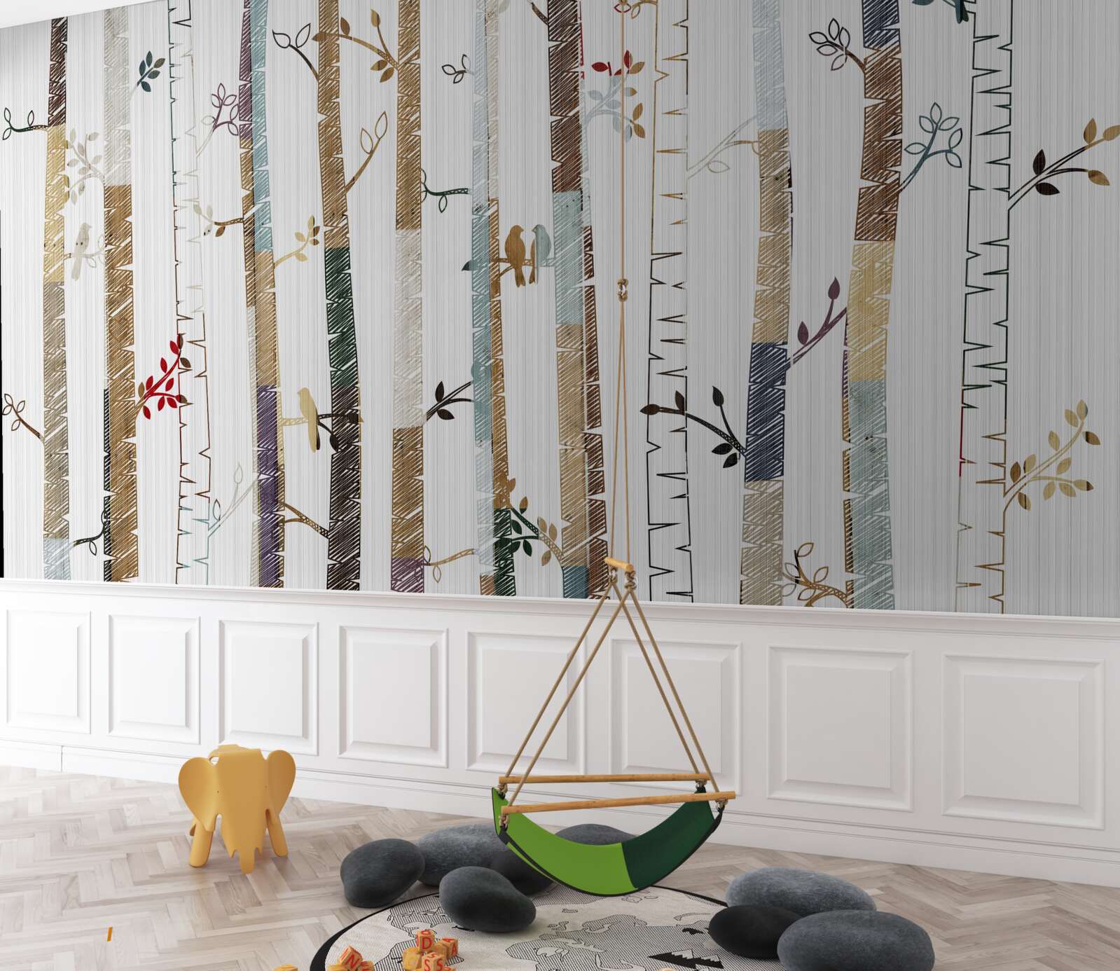 Fototapeta graficzne przedstawienie różnych typów drzew w lesie