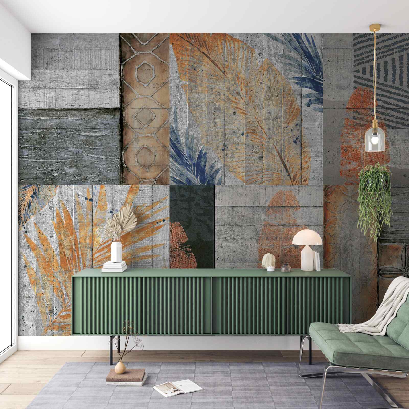 Fototapeta figury geometryczne w liściach