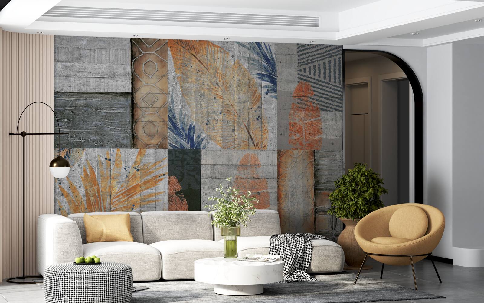 Fototapeta figury geometryczne w liściach