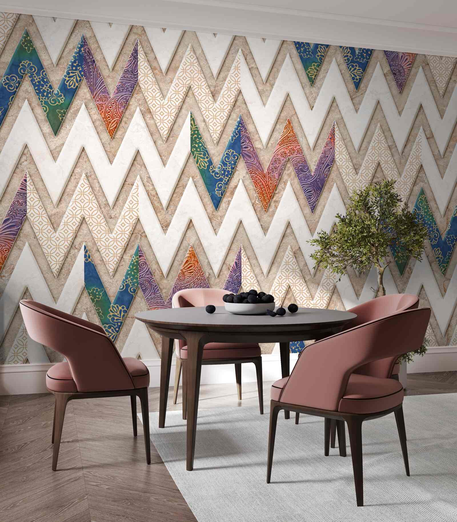 Fototapeta polichromowane faliste linie