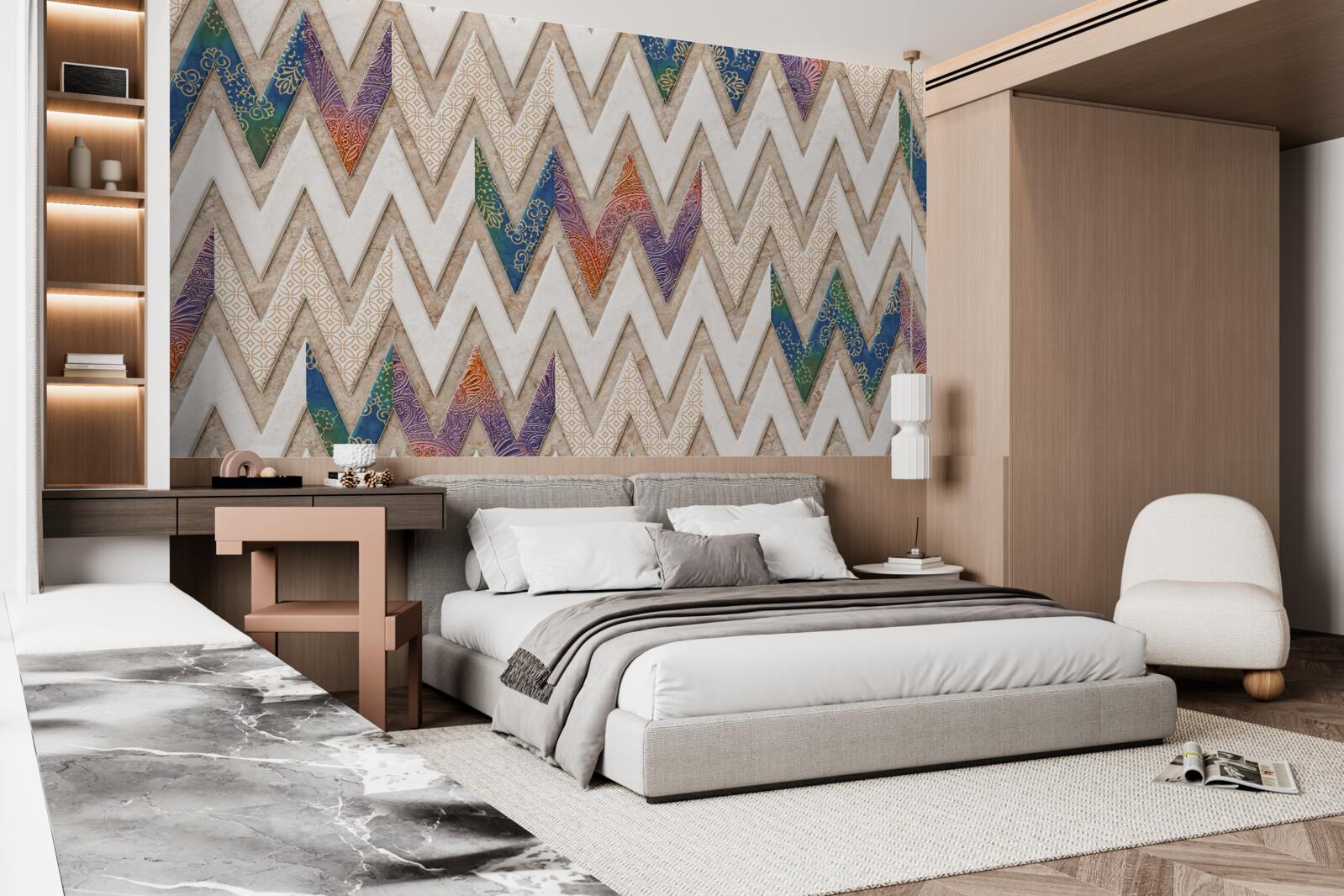 Fototapeta polichromowane faliste linie