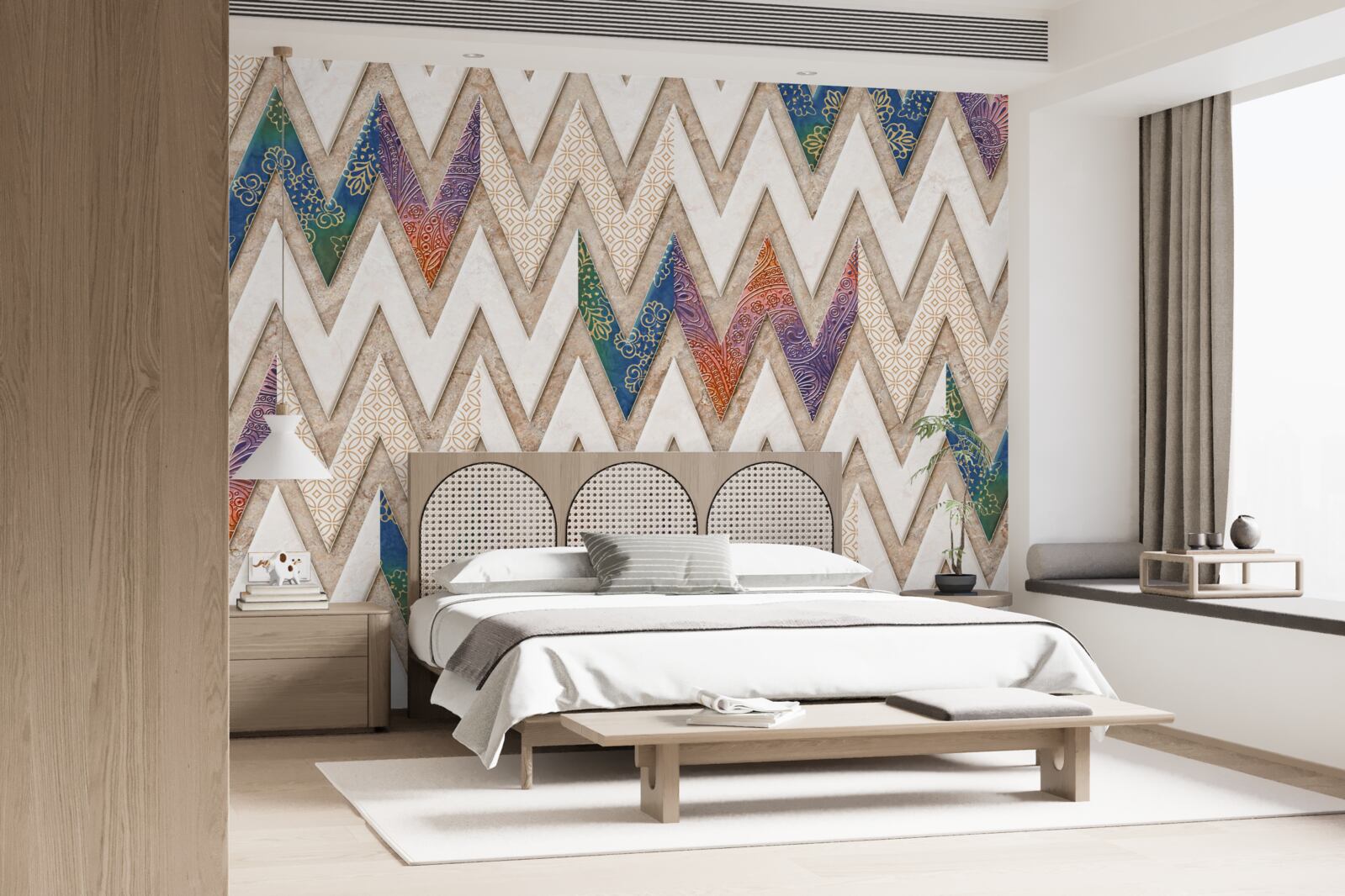 Fototapeta polichromowane faliste linie