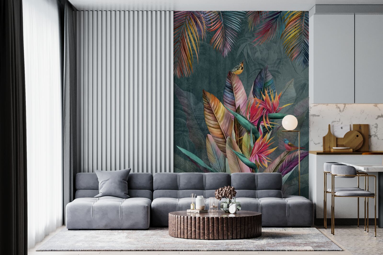 Fototapeta ptaki na jasnych jesiennych liściach