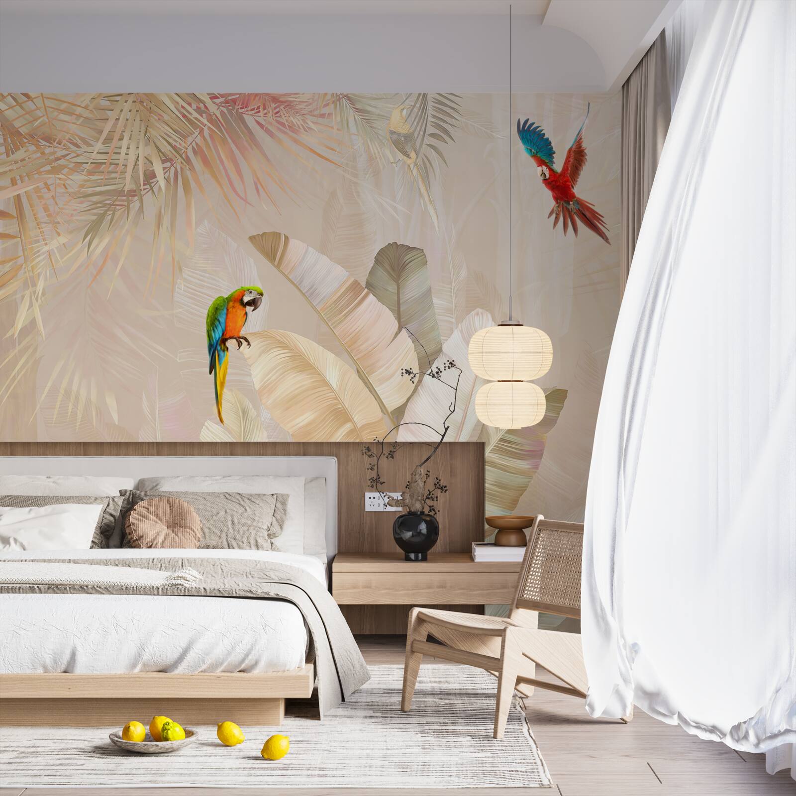 Fototapeta jasna paproć służy jako schronienie dla papug