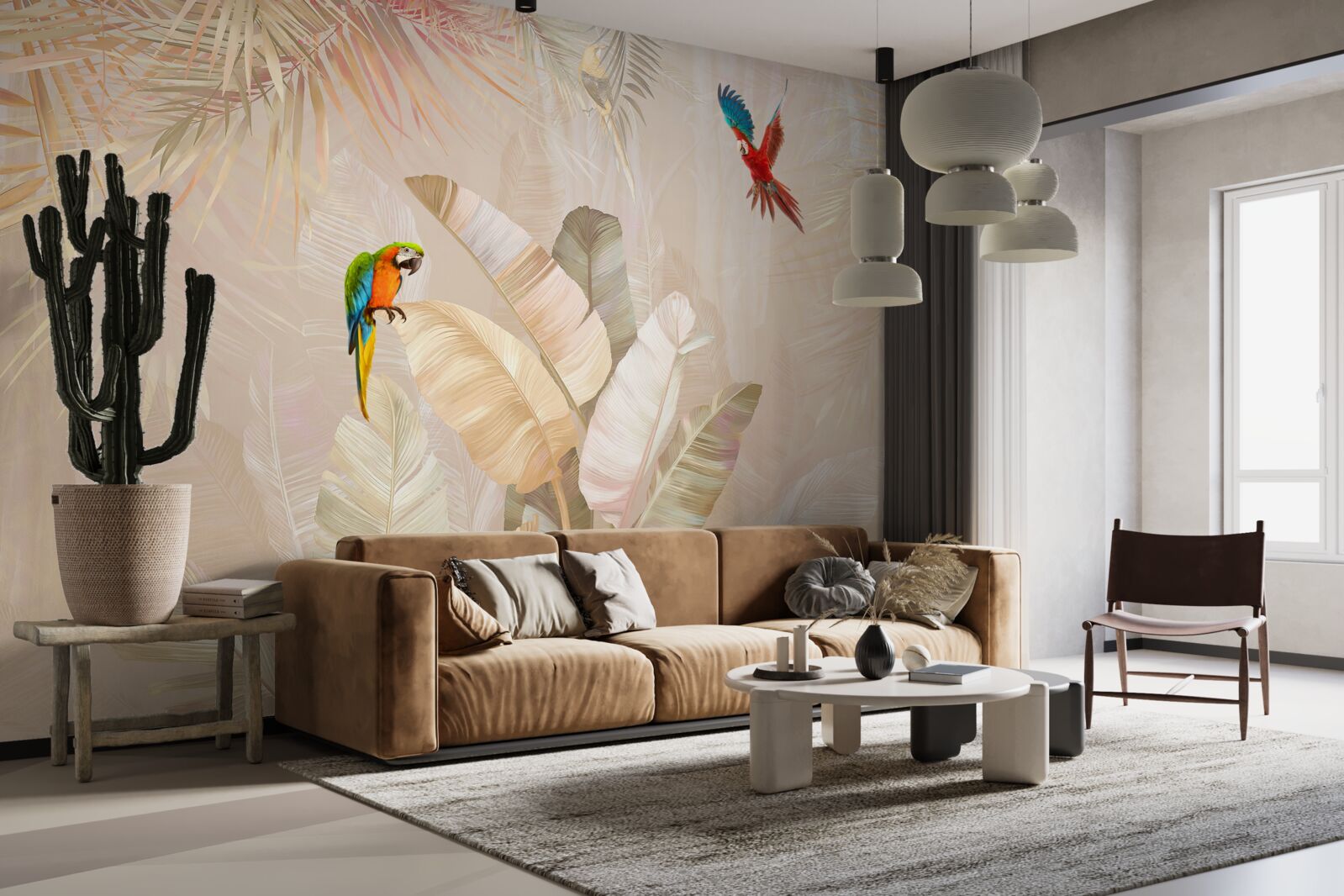 Fototapeta jasna paproć służy jako schronienie dla papug