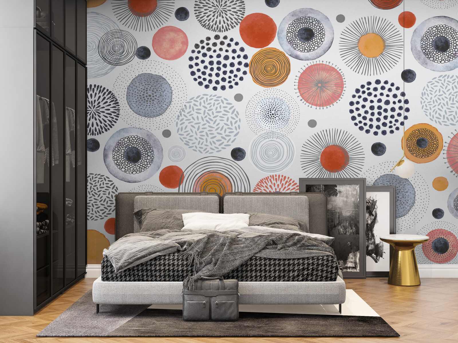 Fototapeta kolorowe dywany kontrastujące z kolorem szarym