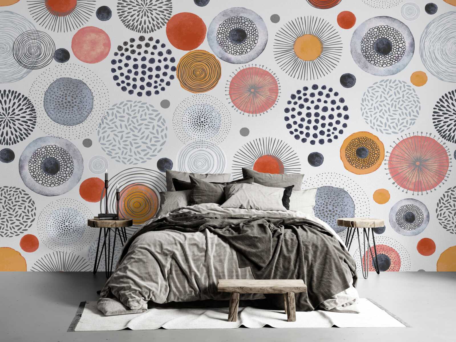 Fototapeta kolorowe dywany kontrastujące z kolorem szarym