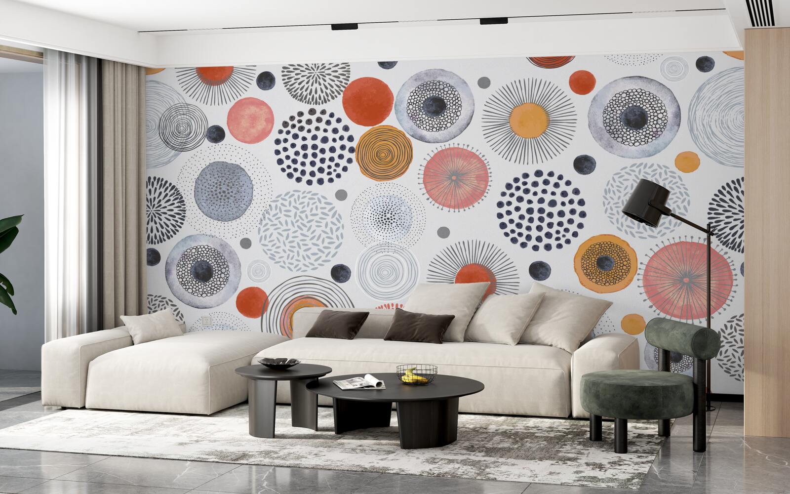 Fototapeta kolorowe dywany kontrastujące z kolorem szarym