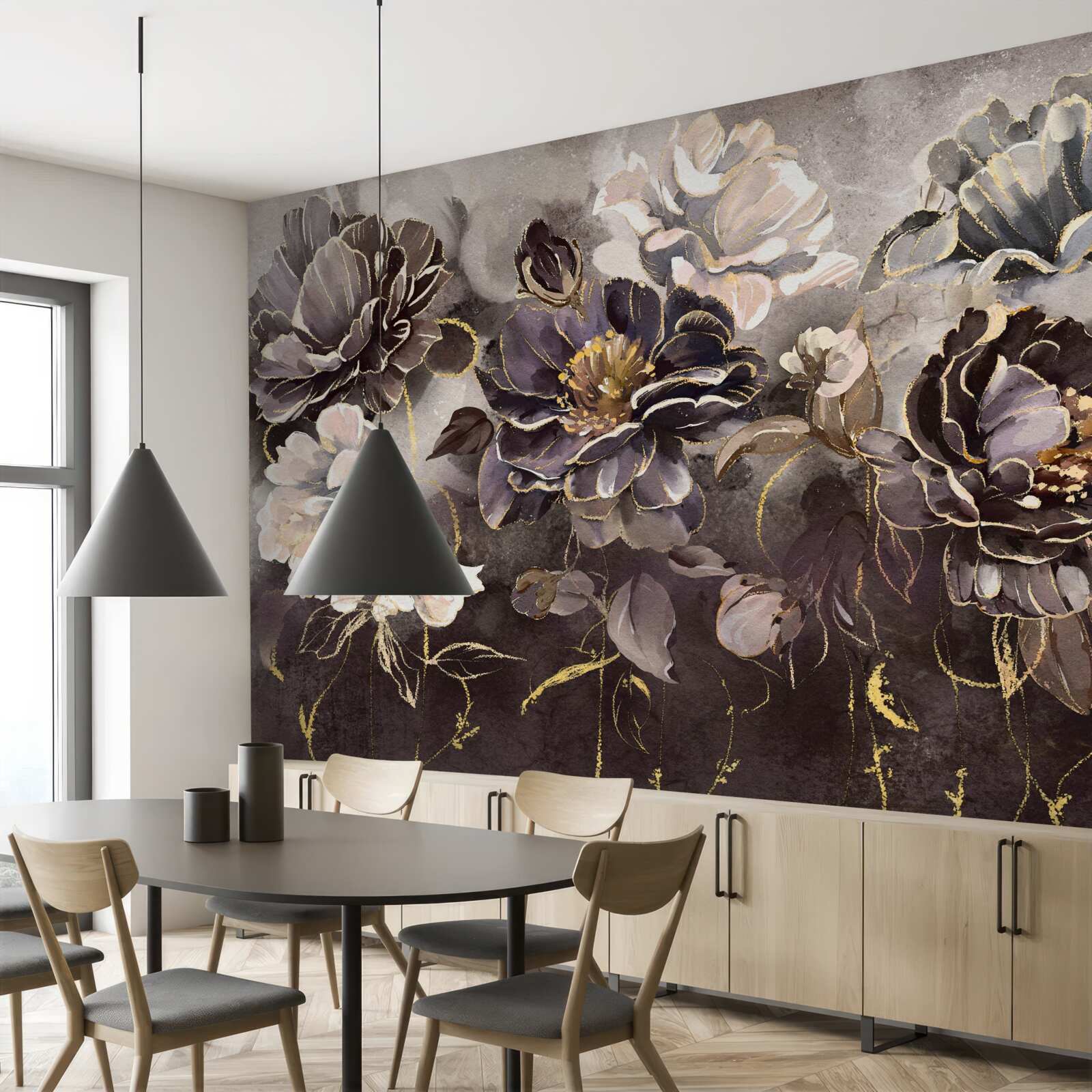 Fototapeta piwonie w czerni i bieli