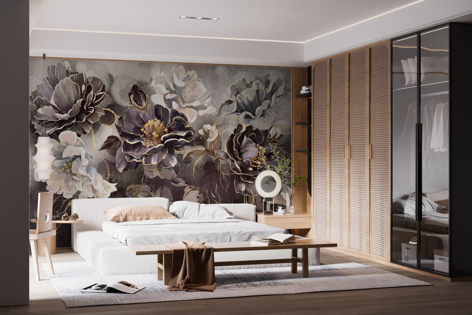 Fototapeta piwonie w czerni i bieli