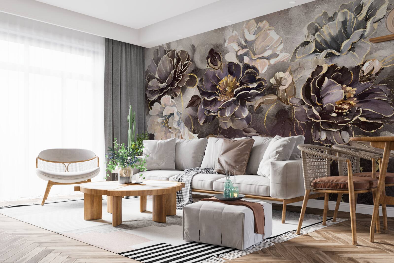 Fototapeta piwonie w czerni i bieli