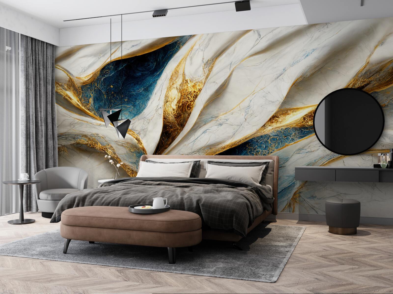 Fototapeta ekskluzywny śnieżnobiały marmur ze złoceniem