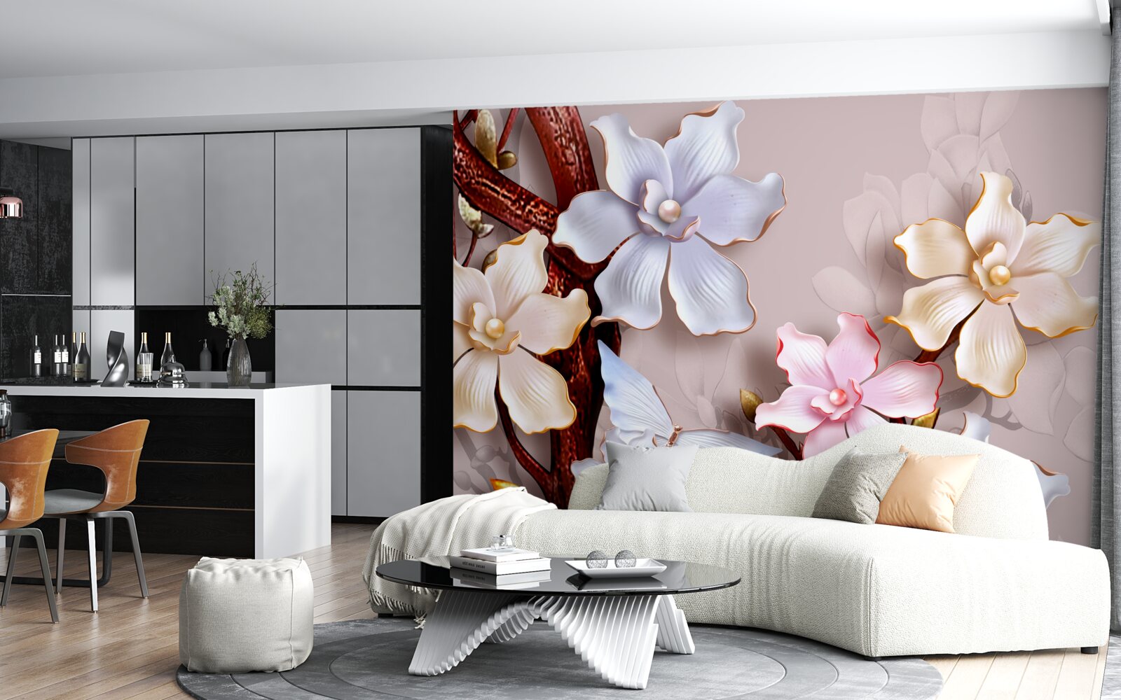 Fototapeta kwiaty w różnych odcieniach na miękkim tle