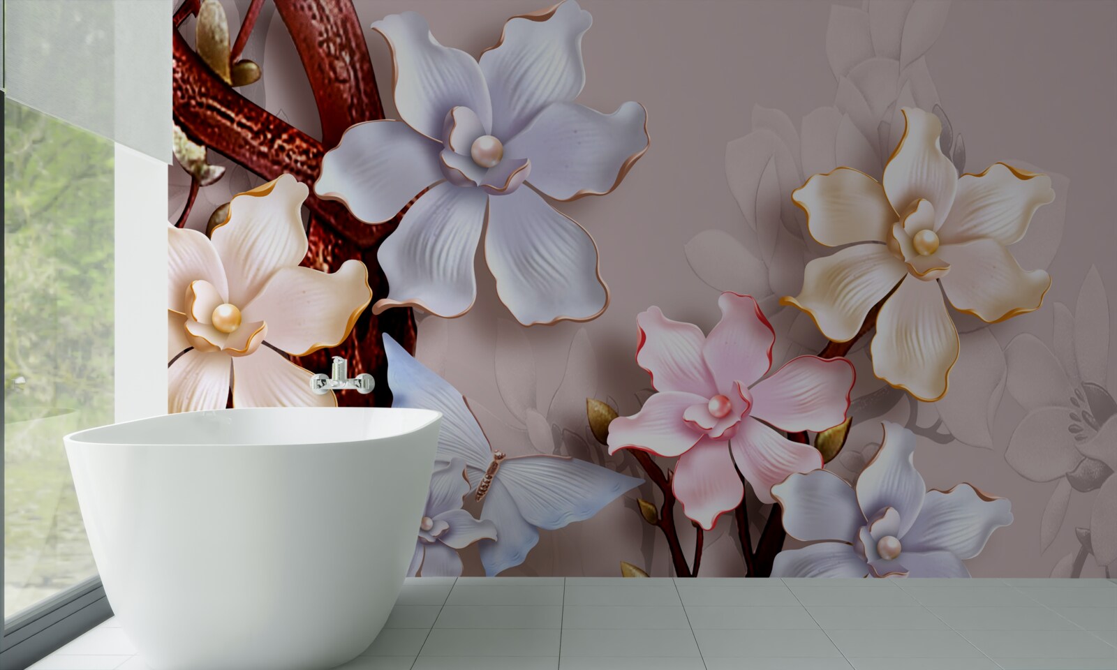 Fototapeta kwiaty w różnych odcieniach na miękkim tle