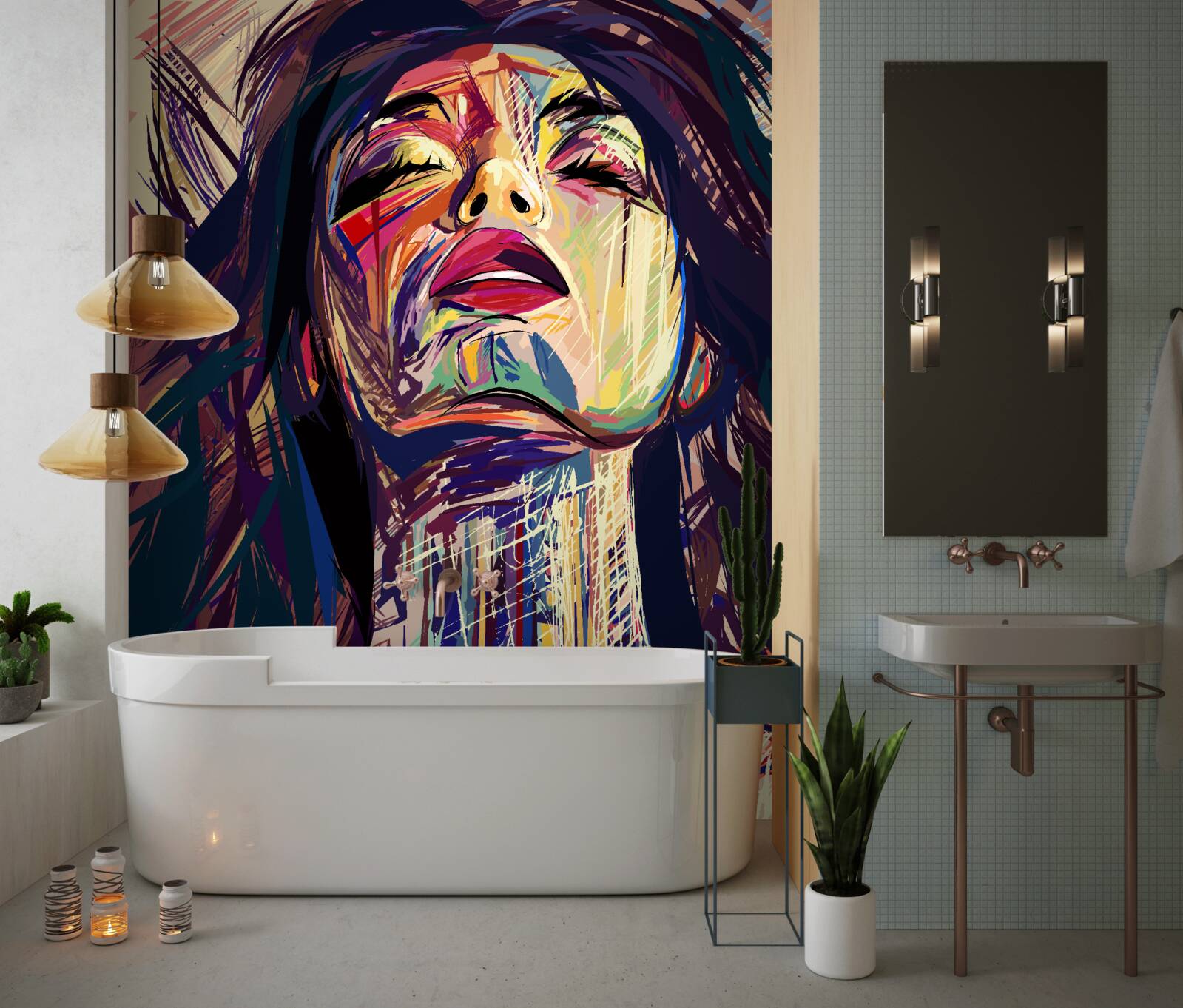 Fototapeta dziewczyna na zdjęciu jest całkowicie pokryta farbą