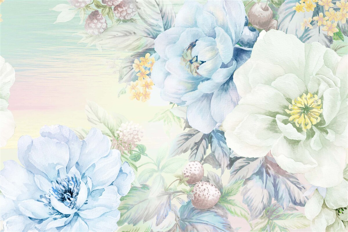 Fototapeta kwiaty w odcieniach bieli i błękitu