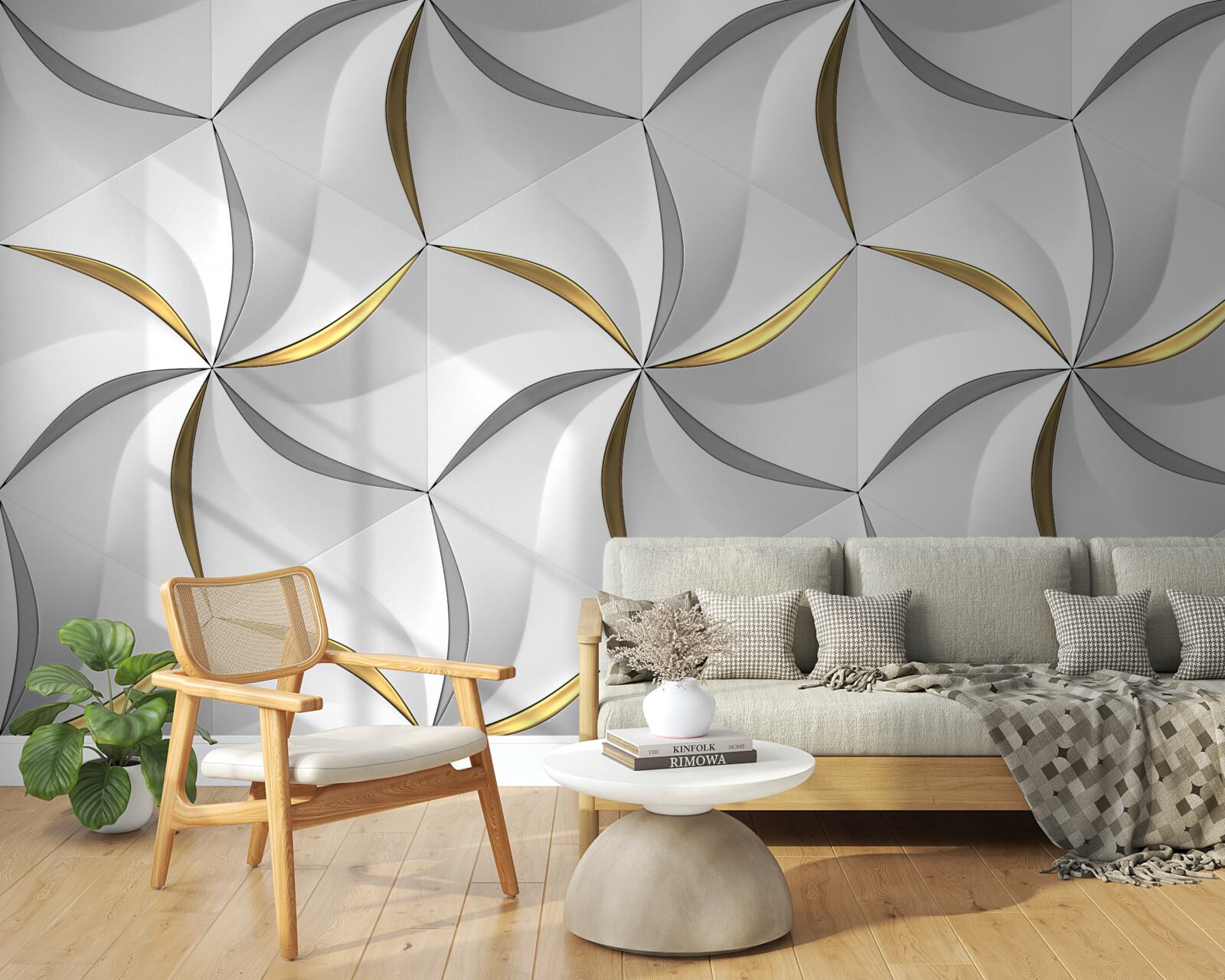 Fototapeta wiry szarości i złota na białym tle