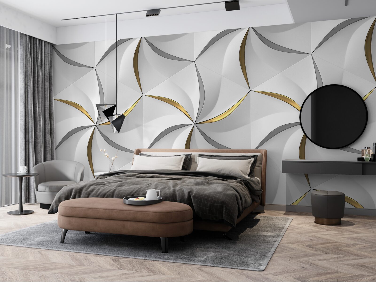 Fototapeta wiry szarości i złota na białym tle