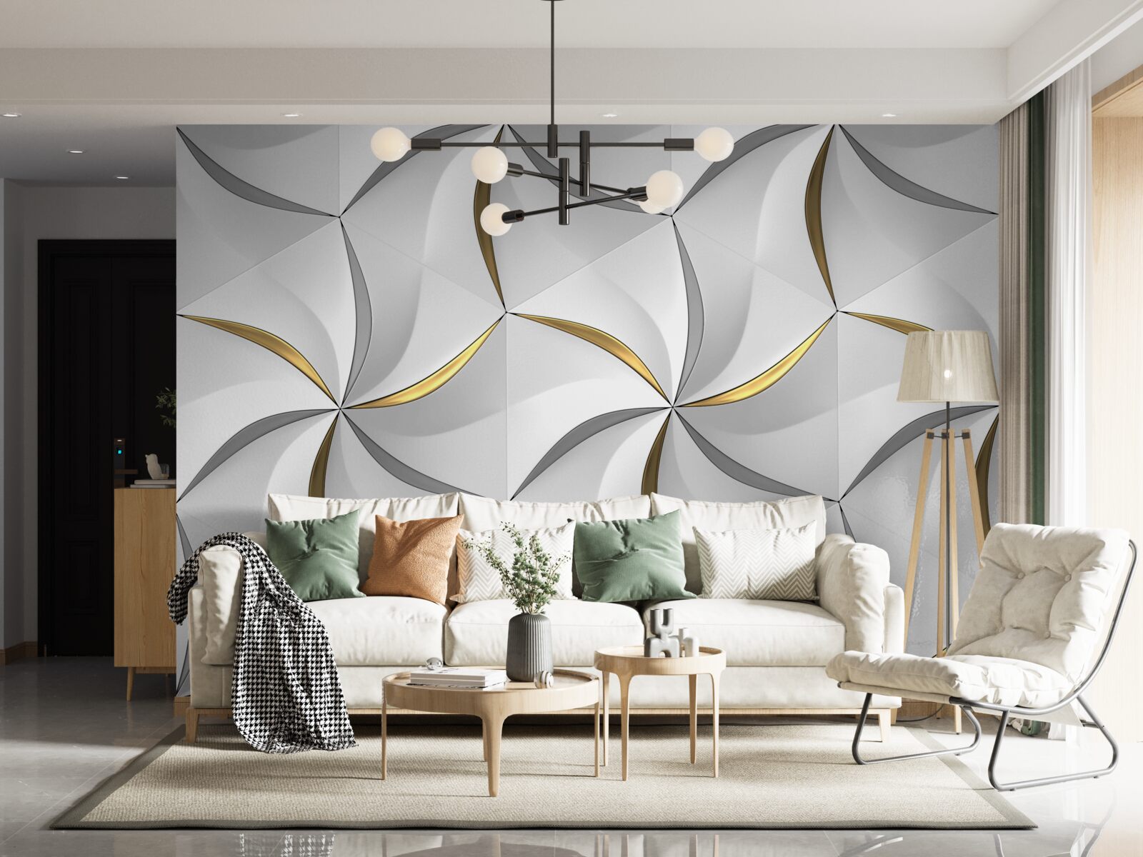 Fototapeta wiry szarości i złota na białym tle