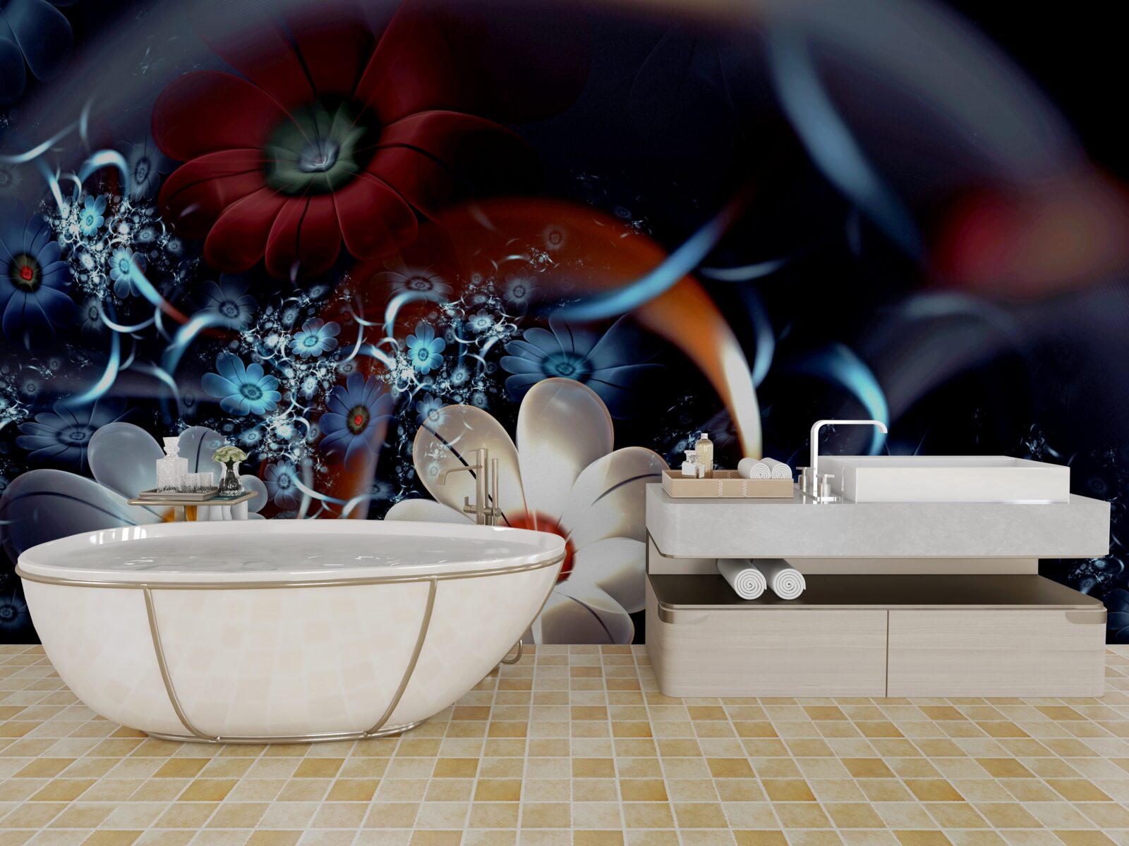 Fototapeta duże kwitnące kwiaty