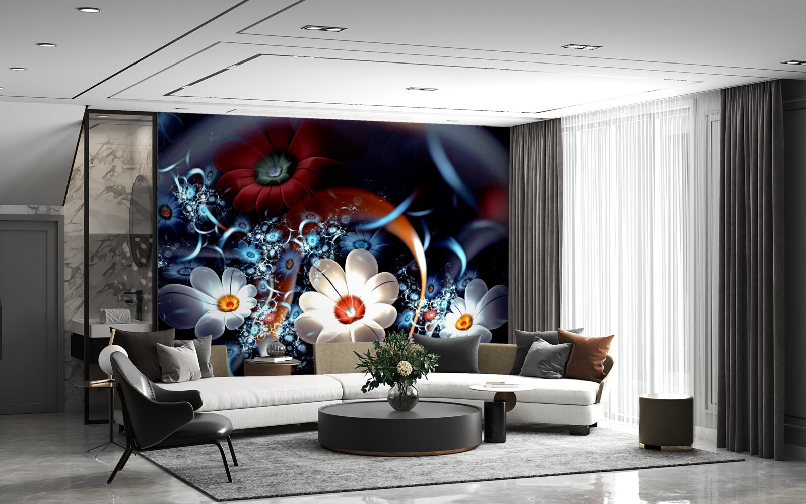 Fototapeta duże kwitnące kwiaty